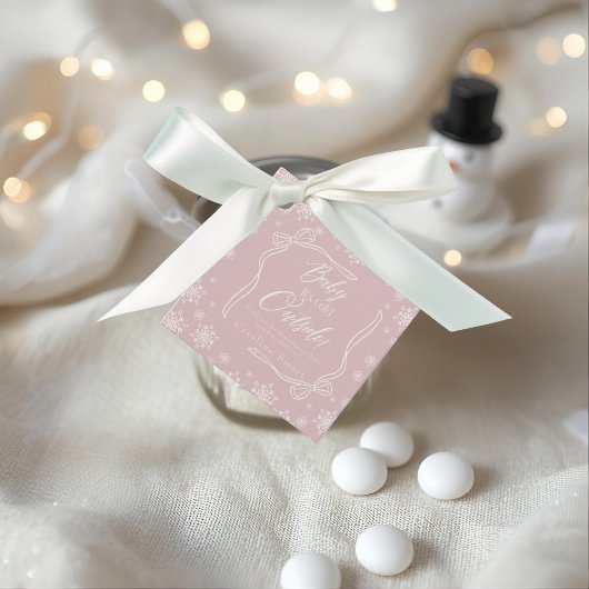 Étiquettes Cadeau Coquette hiver Merci rose Il fait froid