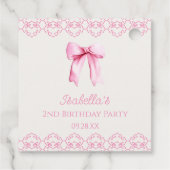 Étiquettes Cadeau Coquette rose Bow fête d'anniversaire (Dos)