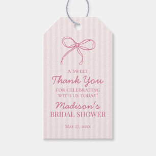 Étiquettes-cadeau Coquette Rose Bow Pastel Fête des mariées Favorise