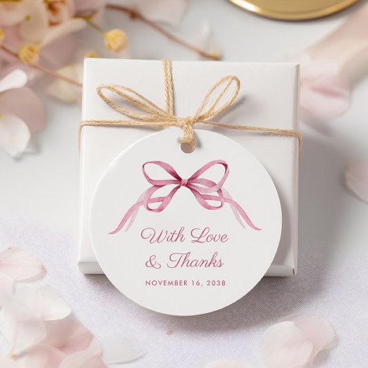 Étiquettes Cadeau Coquette rose mignonne Bow bébé fille douche Merci