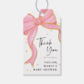 Étiquettes-cadeau Coquette rose moderne Bow Baby shower fille (Devant)