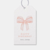 Étiquettes-cadeau Coquette rose pâle simple Bow Joyeux anniversaire (Devant)