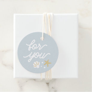 Étiquettes Cadeau Coquillages de la fête des sirènes bleues Merci de