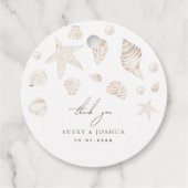 Étiquettes Cadeau Coquillages et perles Merci Mariage côtier (Dos)