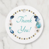Étiquettes Cadeau Coquillages turquoises et perles Parti Quinceanera (Devant)