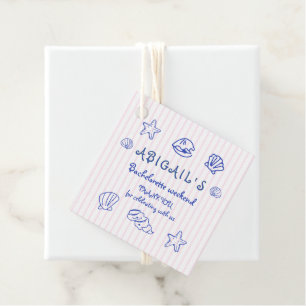 Étiquettes Cadeau Coquilles de mer griffées à la main bachelorette r