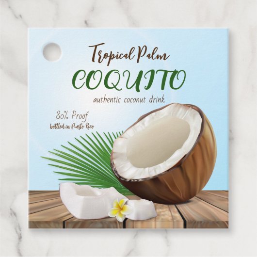 Étiquettes Cadeau Coquito Coconut Tropical (Devant)