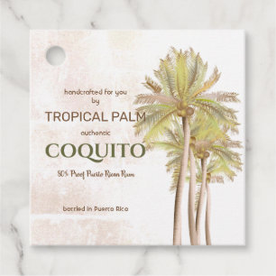 Étiquettes Cadeau Coquito Noix de Coco Palmier Tropical