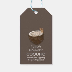 Étiquettes-cadeau Coquito Recette Boire Coconut Oeuf Nog Gift Tags