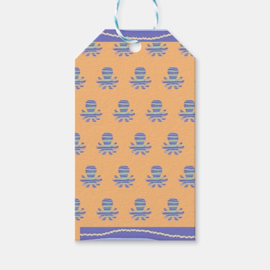 Étiquettes-cadeau Corail octopique bleu (Devant)