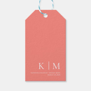 Étiquettes-cadeau Corail rose et Mariage blanc