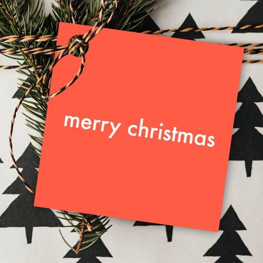 Étiquettes Cadeau Coral Red Christmas | Simple Plain Minimalisateur