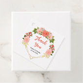 Étiquettes Cadeau Coral rose rose Roses Mariage Merci (En situation)