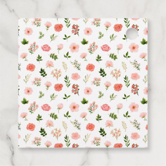 Étiquettes Cadeau Coral rose rose Roses Mariage Merci (Dos)