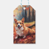 Étiquettes-cadeau Corgi dans les feuilles d'automne automne automne (Dos)