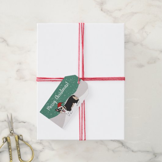 Étiquettes-cadeau Corgi de Noël (Avec de la ficelle)