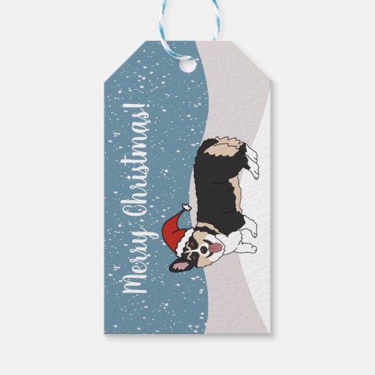 Étiquettes-cadeau Corgi de Noël (Devant)