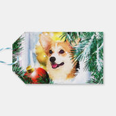 Étiquettes-cadeau Corgi gallois en hiver (Dos Horizontal)