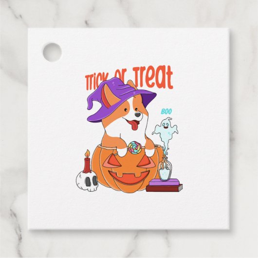 Étiquettes Cadeau Corgi Halloween (Devant)