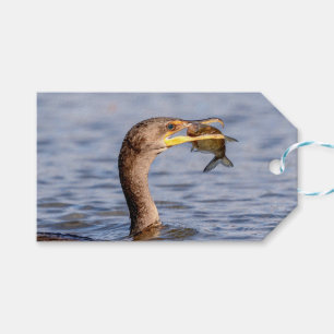 Étiquettes-cadeau Cormoran avec un poisson
