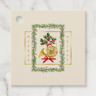 Étiquettes Cadeau Corne française élégante Noël Crème irlandaise