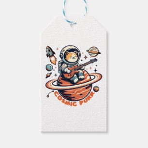 Étiquettes-cadeau Cosmic Purr - Chat Guitariste Astro