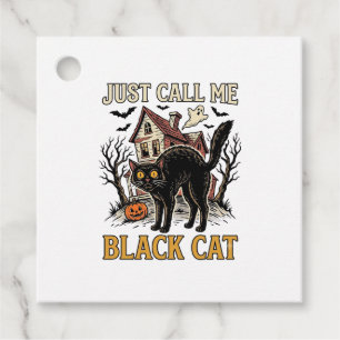 Étiquettes Cadeau Costume de chat noir Maison hantée Funny Halloween