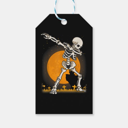 Étiquettes-cadeau Costume de squelette d'Halloween Dabbing (Devant)