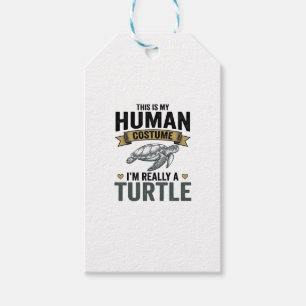 Étiquettes-cadeau Costume de tortue drôle Design de gravure vintage_