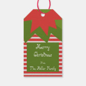 Étiquettes-cadeau Costume Elf mignon Rouge Vert Nom de famille Noël (Dos)