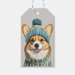 Étiquettes-cadeau Cosy Corgi en hiver