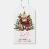 Étiquettes-cadeau Cosy Highland Cow Farm Animaux Baby shower d'hiver (Devant)