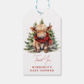 Étiquettes-cadeau Cosy Highland Cow Farm Animaux Baby shower d'hiver (Dos)