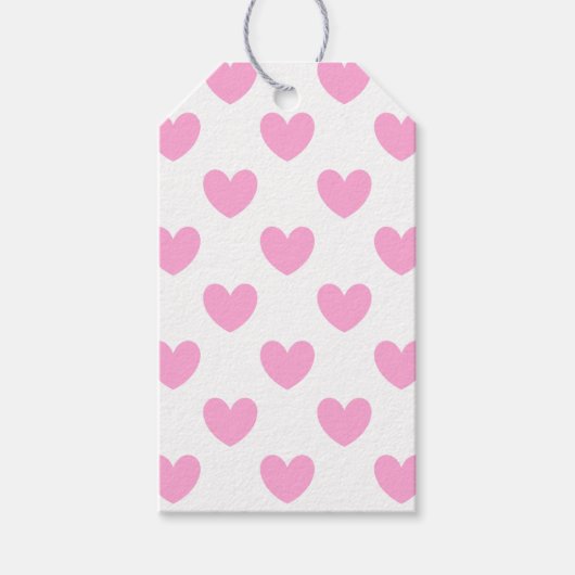 Étiquettes-cadeau Coton Candy Pink coeurs sur blanc (Devant)