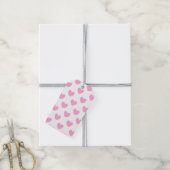 Étiquettes-cadeau Coton Candy Pink coeurs sur blanc (Avec de la ficelle)