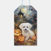 Étiquettes-cadeau Coton De Tulear Halloween Avec Peur Citrouille (Devant)