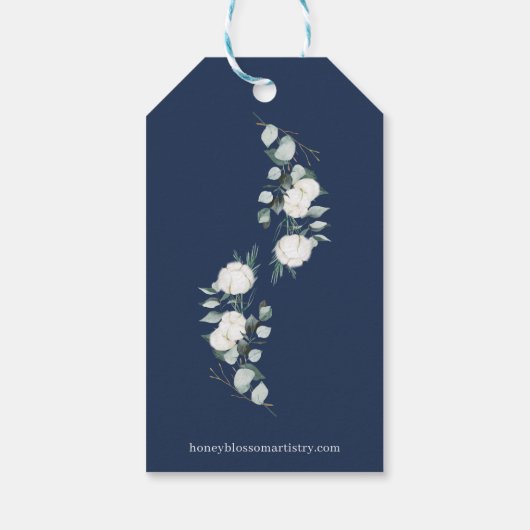 Étiquettes-cadeau Coton d'Eucalyptus | Navy Modern v2 Mariage Cadeau (Dos)