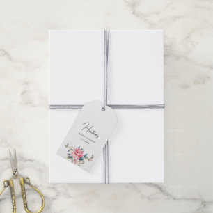Étiquettes-cadeau Cottage personnalisé Roses roses sur Arrière - pla