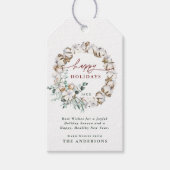 Étiquettes-cadeau Cotton Flower Wreath Happy Holidays Christmas (Devant)