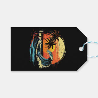 Étiquettes-cadeau Coucher de soleil Rétro Tropical Vintage Plage Pal