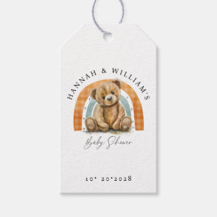 Étiquettes-cadeau Couleur Aquarelle Teddy Ours Et Baby shower Arc En