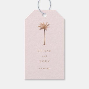 Étiquettes-cadeau Couleur Arrière - plan PixDezines Taupe Palm/Rose