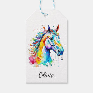Étiquettes-cadeau Couleur d'aquarelle colorée conception de la tête 