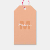 Étiquettes-cadeau Couleur de pêche de 2024 avec nom Monogramme perso (Devant)