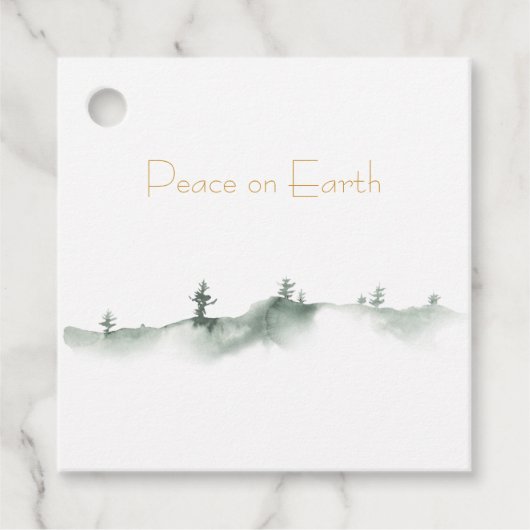 Étiquettes Cadeau Couleur d'eau - Scène hivernale (Devant)