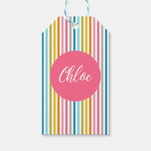 Étiquettes-cadeau Couleur été arc-en-ciel rayures (Devant)