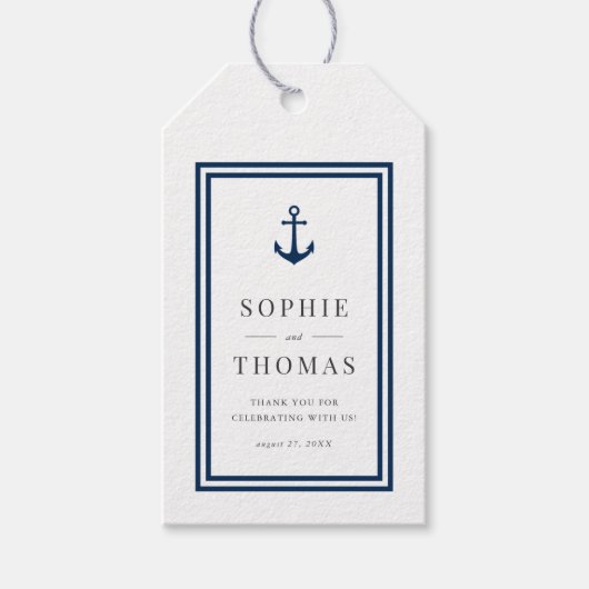 Étiquettes-cadeau Couleur modifiable Mariage d'Ancres classique mode (Devant)