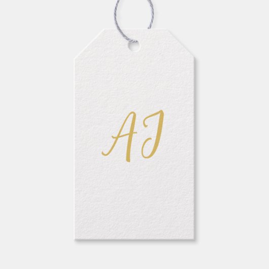 Étiquettes-cadeau Couleur Or Monogramme Initiale Classique Professio (Devant)