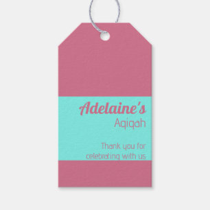Étiquettes-cadeau Couleur Turquoise rose uni Plaque, Baby shower Aqi