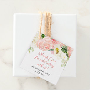 Étiquettes Cadeau Couleurs florales crème rose pâle fête anniversair
